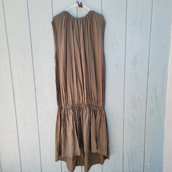 Totême Pretoria Midi Shift Dress Size Large Brown Cotton Lyocell Bohemian - Picture 3 of 14